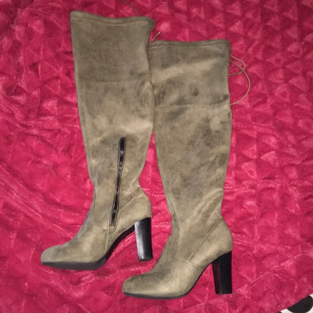 Knee high olive green boots
